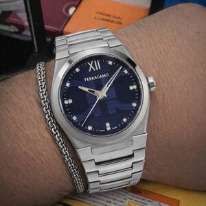 Salvatore Ferragamo Vega Men’s Swiss Watch Stainless Steel Blue Dial